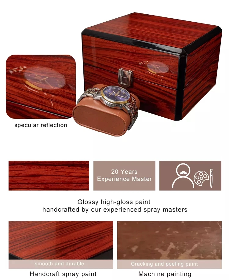 Luxury Custom Logo Popular Wooden Watch Mens Packaging Case PU Leather Storage Gift Watch Box in Stock Manufacturer