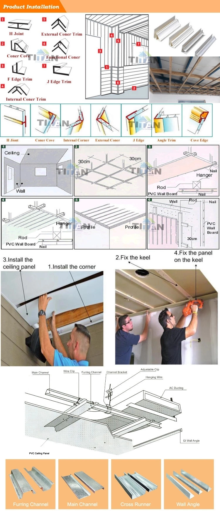 30mm New Design PVC Wall Panel Wooden PVC Ceiling Plastic Wall Panelling Interior Decoration