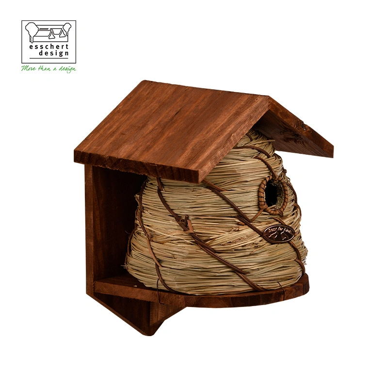 NKBH Esschert Design Beehive Birdhouse Wooden Insect House Hanging Insect Hotel for Bee Wood House