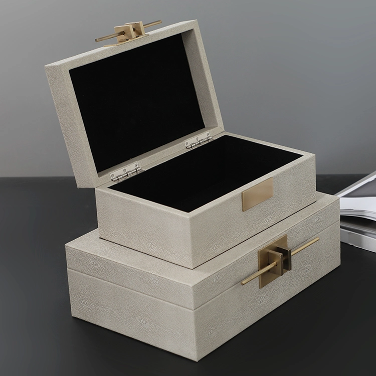 Luxury Custom Logo Printed White Jewelry Box Wooden Leather Jewellery Necklace/ Earrings Box Organizer