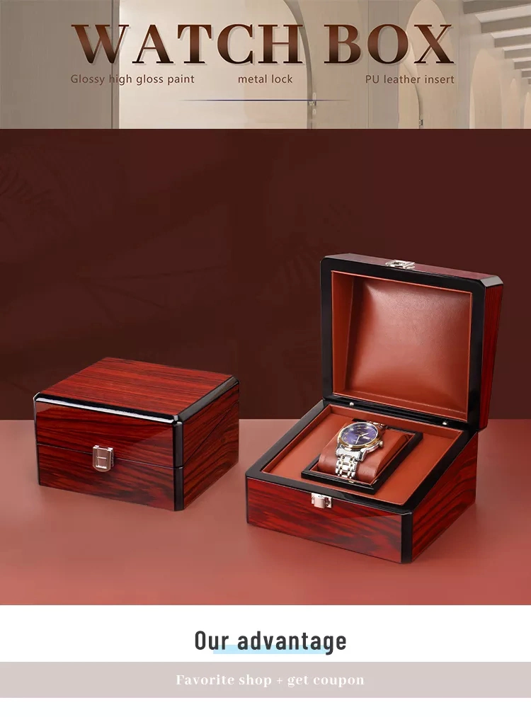 Luxury Custom Logo Popular Wooden Watch Mens Packaging Case PU Leather Storage Gift Watch Box in Stock Manufacturer