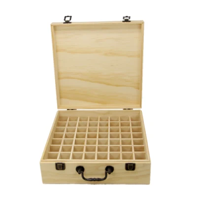 Boîtes de rangement en bois personnalisées d'organisateur d'huile essentielle de vente chaude 64 fentes