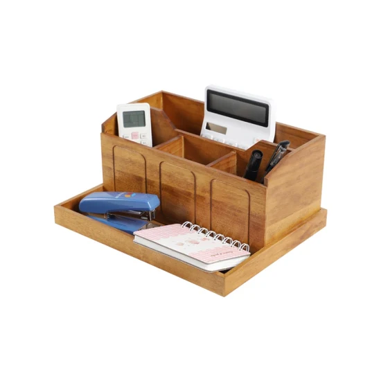 Rangement multifonctionnel en bois de pin pour organisateur de bureau