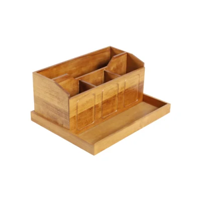 Organisateur de bureau en bois pour porte-stylo artisanal