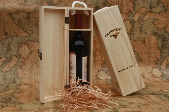 Boîte à vin en bois à couvercle coulissant naturel personnalisé pour le stockage
